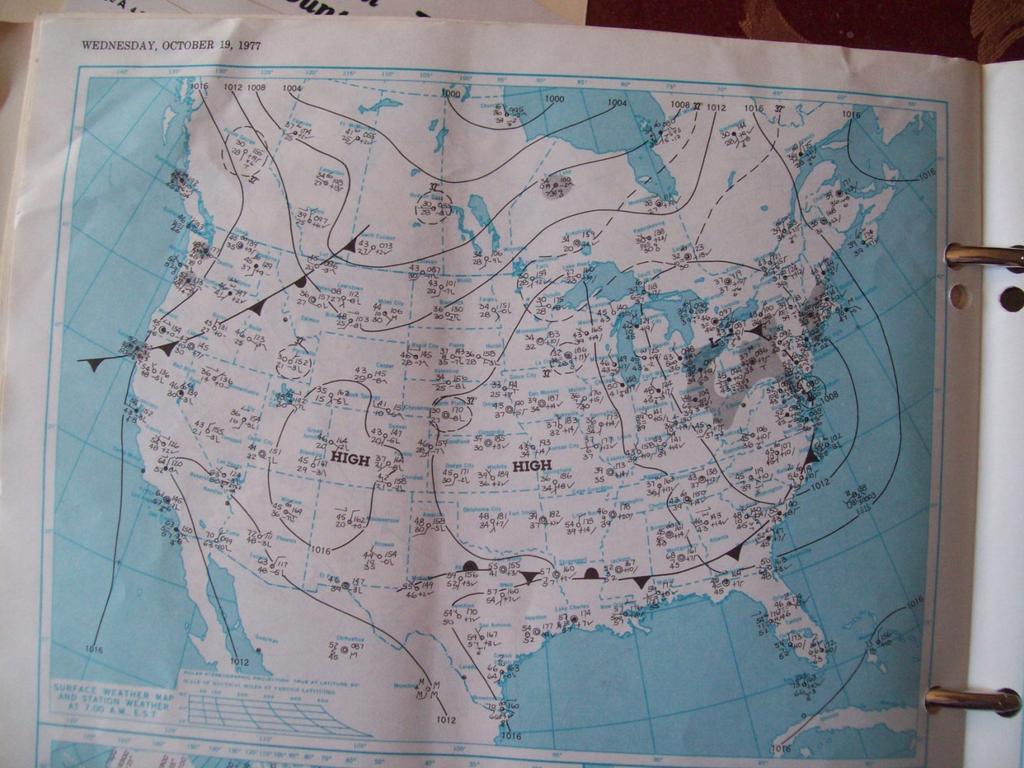 Figure 3 Daily Weather Map for Oct. 19, 1977, Snowflakes in N Cen Md.