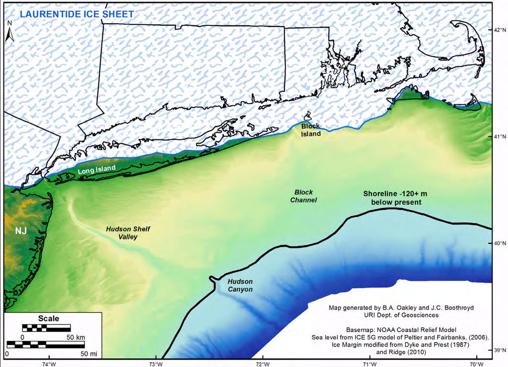 S New England, E New York, Continental Shelf at LGM ~ 26,000