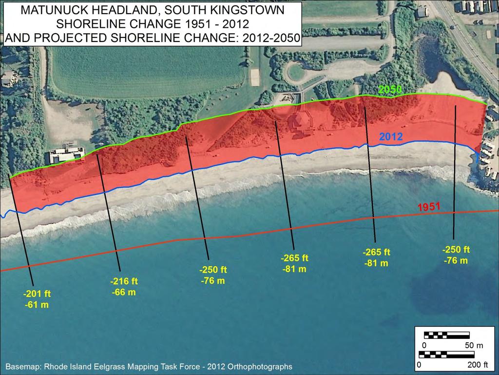 Matunuck Shoreline Change South Kingstown Town Beach Based on