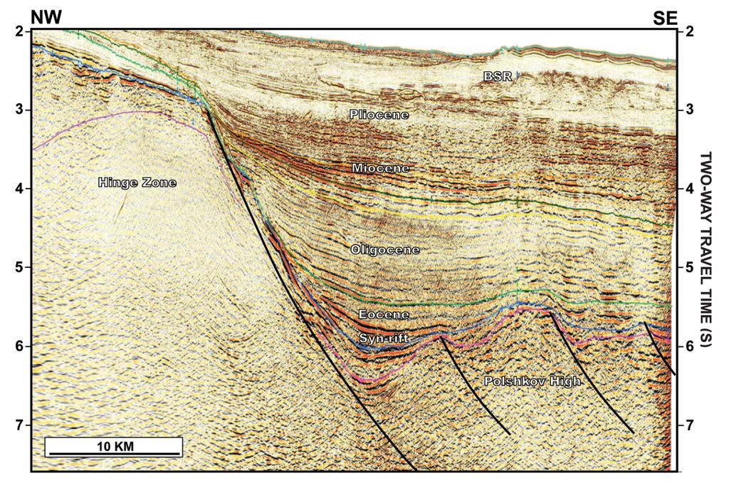 T h e B l a c k S e a r e g i o n Figure 4. Typical 2D seismic example from deepwater Bulgarian Black Sea.
