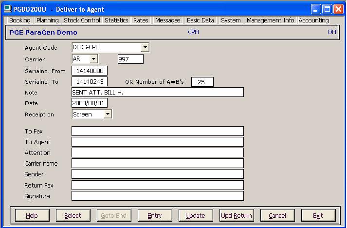 Stock control of both preprinted AWB-forms and series of AWB-numbers without preprinted forms