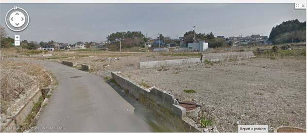3) which shows no obvious indication of tsunami damage, whereas area F to the