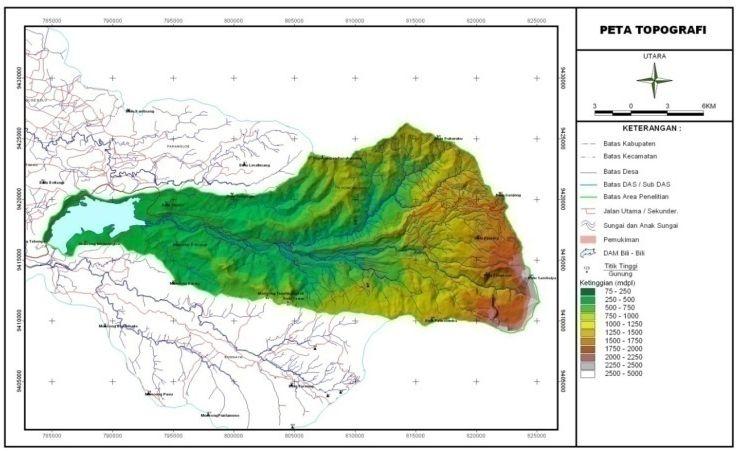 As a whole, sub-watershed Jeneberang area is dominated by steep topography with area of 10.080 Ha (26.22%) and located on 75 5000 m a.s.l of altitude.