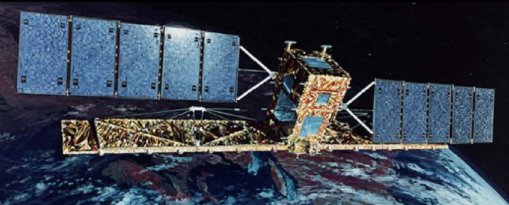 Radarsat-1 in Dawn Dusk Orbit Launch mass (total) 2,750 kg Array power 2.5 kw Launched in 1995 Still operating in 2010 SAR antenna dimensions 15 m x 1.5 m Bus 3.55 m x 2.