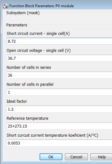 Solar irradiation is required to enter in kw/m 2 and temperature in kelvin, and these values may be constant throughout the entire simulation, the changing by pre- configured parameters, or even be