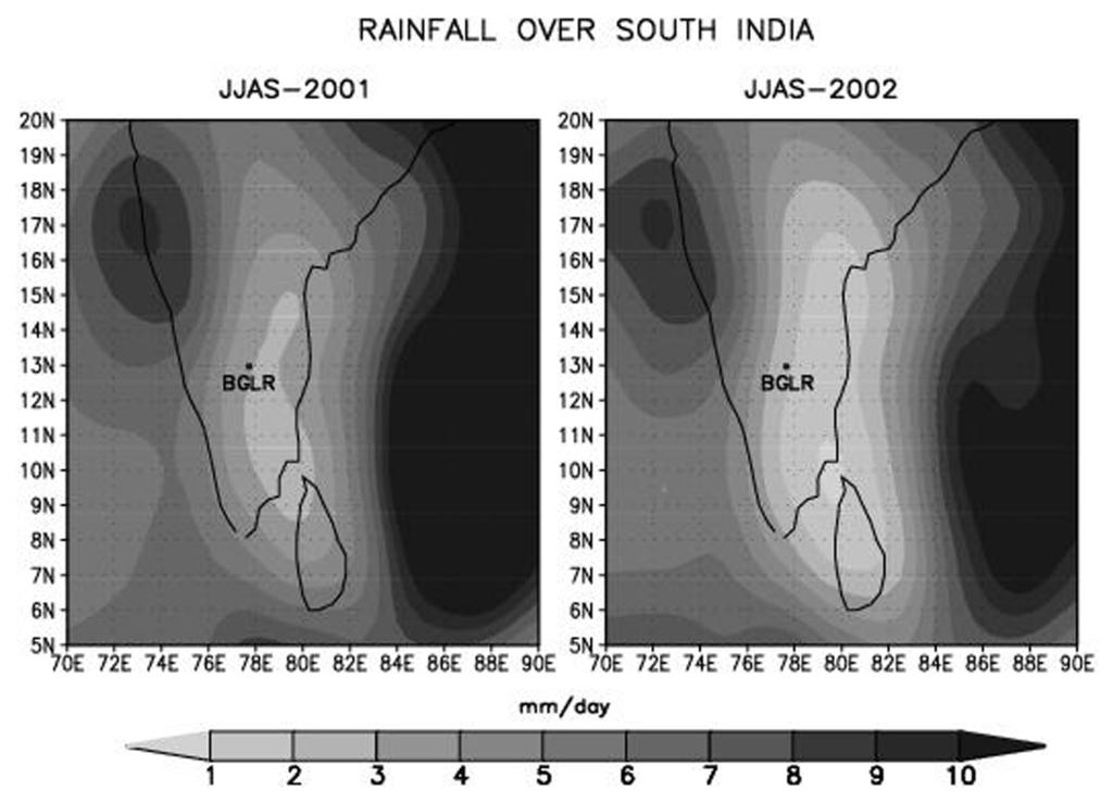 3076 V. Vinoj et al.: Large aerosol optical depths Fig. 4. Regional distribution of rainfall at Bangalore 
