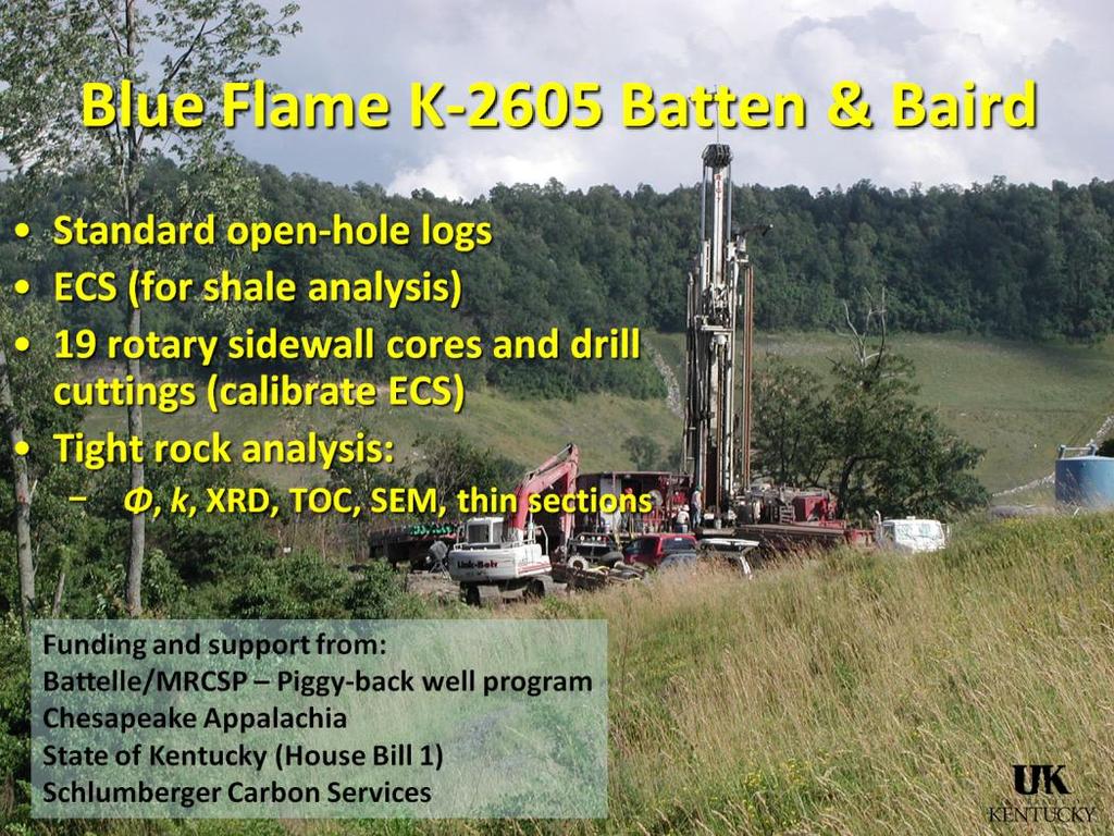 Presenter s notes: The Blue Flame well was drilled using air rotary tools to a depth of 5,036 feet.