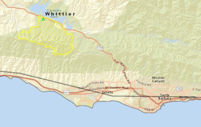 Whittier Fire California Fire Name (County) Whittier (Santa Barbara) FMAG # / Approved Acres burned Percent Contained Evacuations (Residents) Structures Threatened Damaged