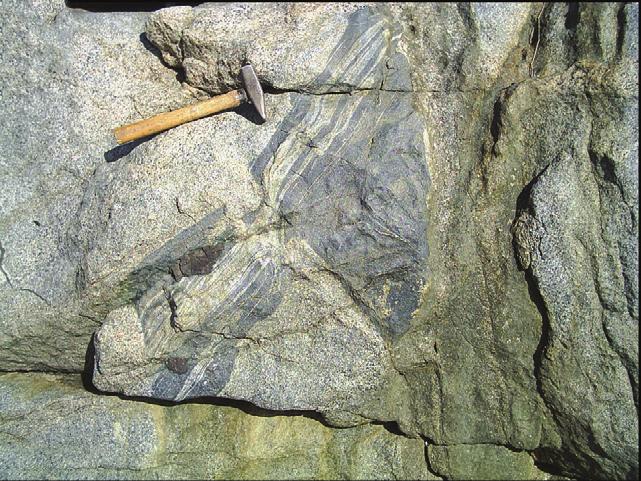 The foliation is interpreted to be igneous in origin therefore of Paleoproterozoic.
