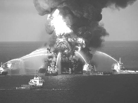 Study the picture below and answer the question that follows. BP Oil Spill and Rig Fire, Gulf of Mexico 4/22/2010 15.