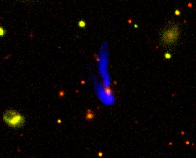 ) FIRST contours on SDSS SDSS (red/green) image overlay on VLASS (blue).