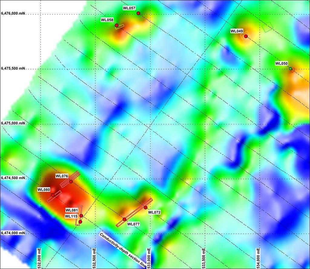 ACACIA VALE Example VTEM anomaly Plan image of Z component channel 25
