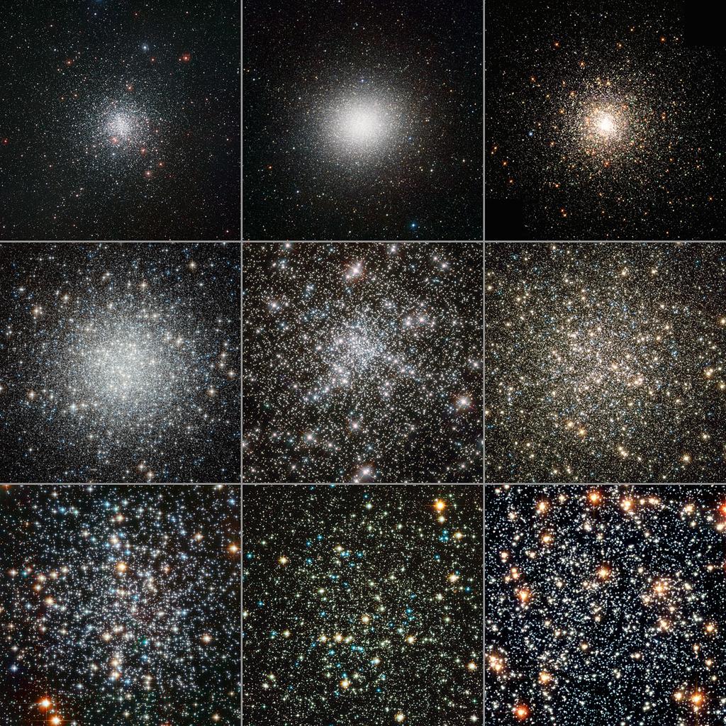 Globular of galaxies Top row: Messier 4 (ESO), Omega Centauri (ESO), Messier 80 (Hubble) Middle row: Messier 53