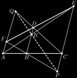then if P is the intersection of BF and CE, Q of AF and CD, and R of AE and BD, then P, Q, R are also collinear. Also, some projective geometry notions might come in handy at some point.