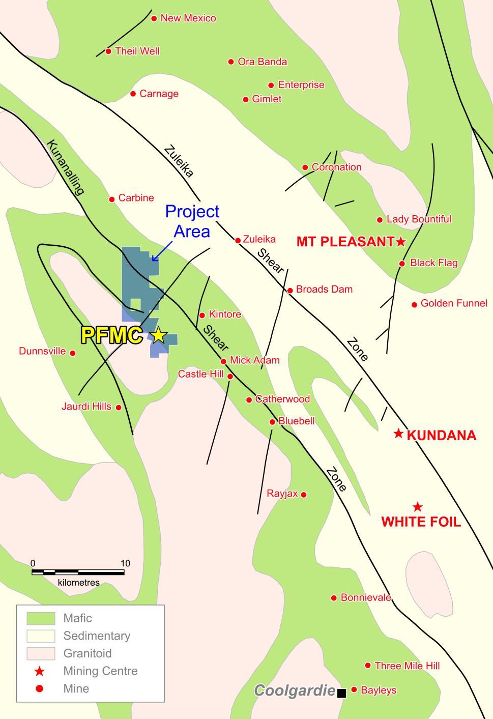 Phillips Find Project Area The Phillips Project hosts a number of previously drilled prospects and priority targets to the north of the PFMC.