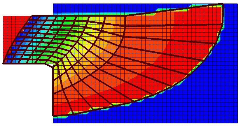Figure 8. Illustration of the electron lambda mesh overlaid over the ion mesh Here µ e, is the mobility term which in HPHall is evaluated following a model analogous to Equation 2.