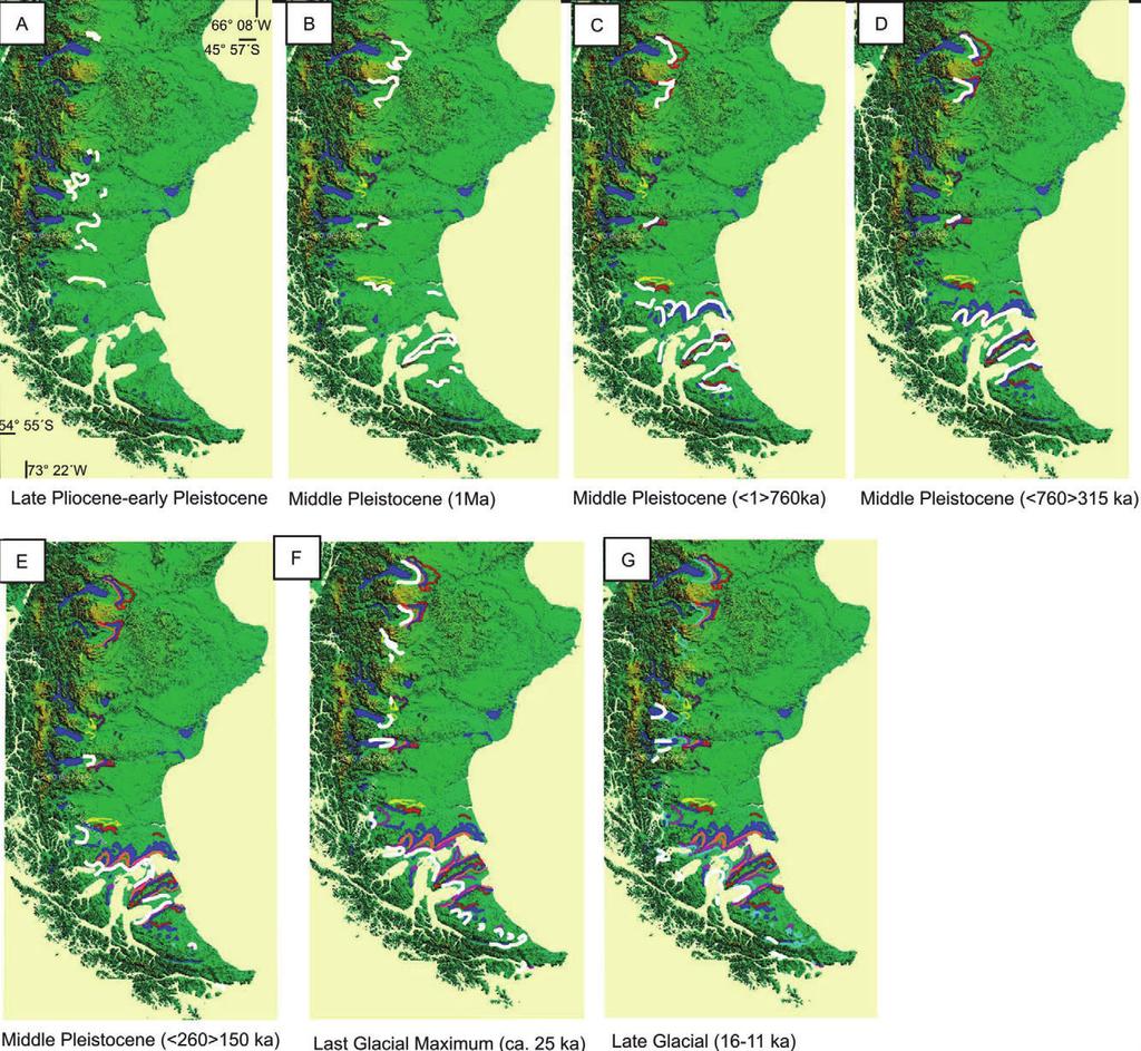 324 J. RABASSA ET AL. Figure 5. Pliocene to late-glacial glaciation limits of southern Patagonia and Tierra del Fuego.