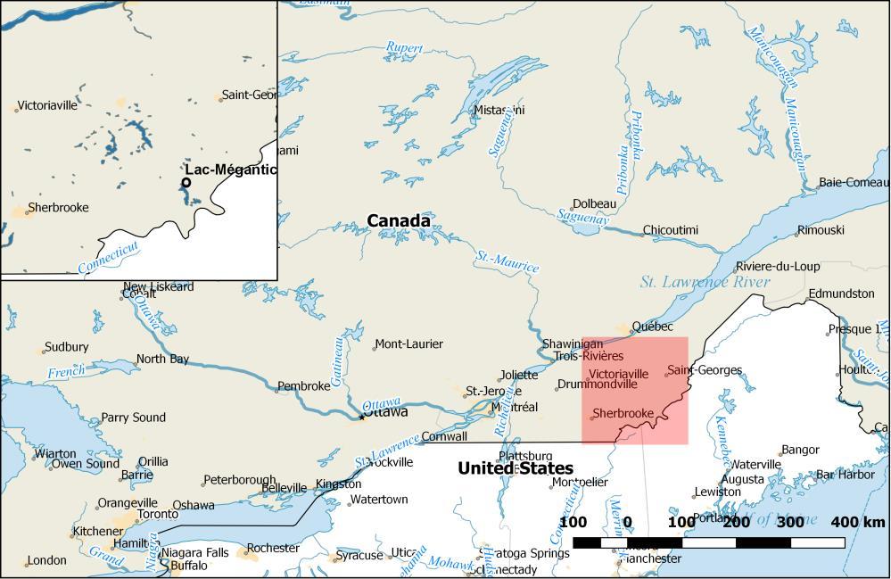 Soil sampling The following map shows the location of Lac-Mégantic, Québec (Canada). Figure SI- 1.
