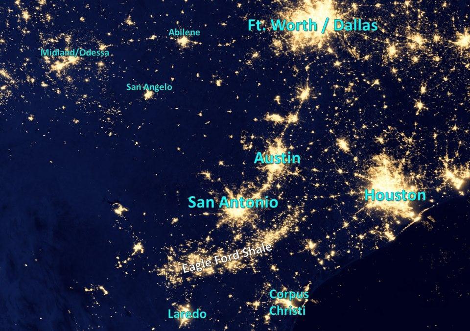 Night View of Texas by Satellite AAPG