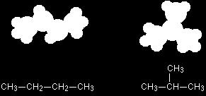 The first three alkanes have carbon atoms joined in a line even if propane is drawn in an L-shape the carbons are still in line. With butane however its possible to draw a different arrangement.