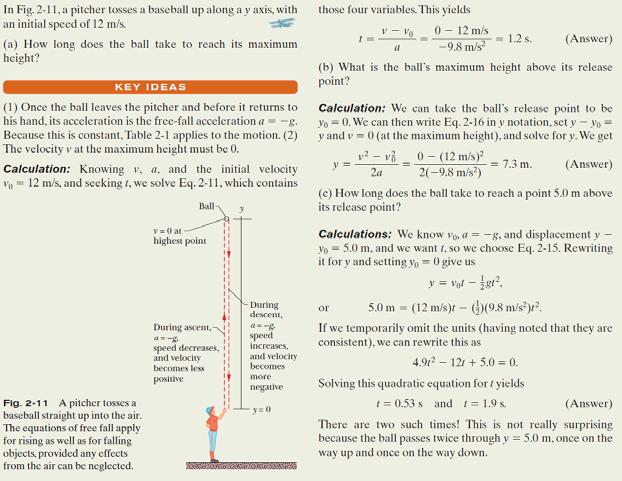 Use the constant acceleration model with a replaced by -g, where g = 9.