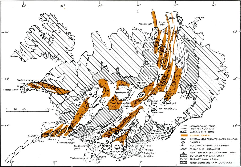 Saemundsson 4 Structural geology FIGURE 5: Magmatic rift segmentation is reasonably well defined in Iceland.