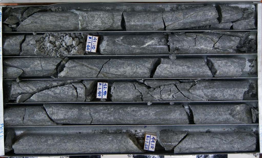 Figure 3: Drill core from Beutong East Porphyry showing strong stockwork with secondary sulphide