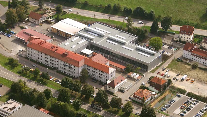 The production plant in Albstadt. In the midst of the.m² wide factory is the original building constructed by the founder.