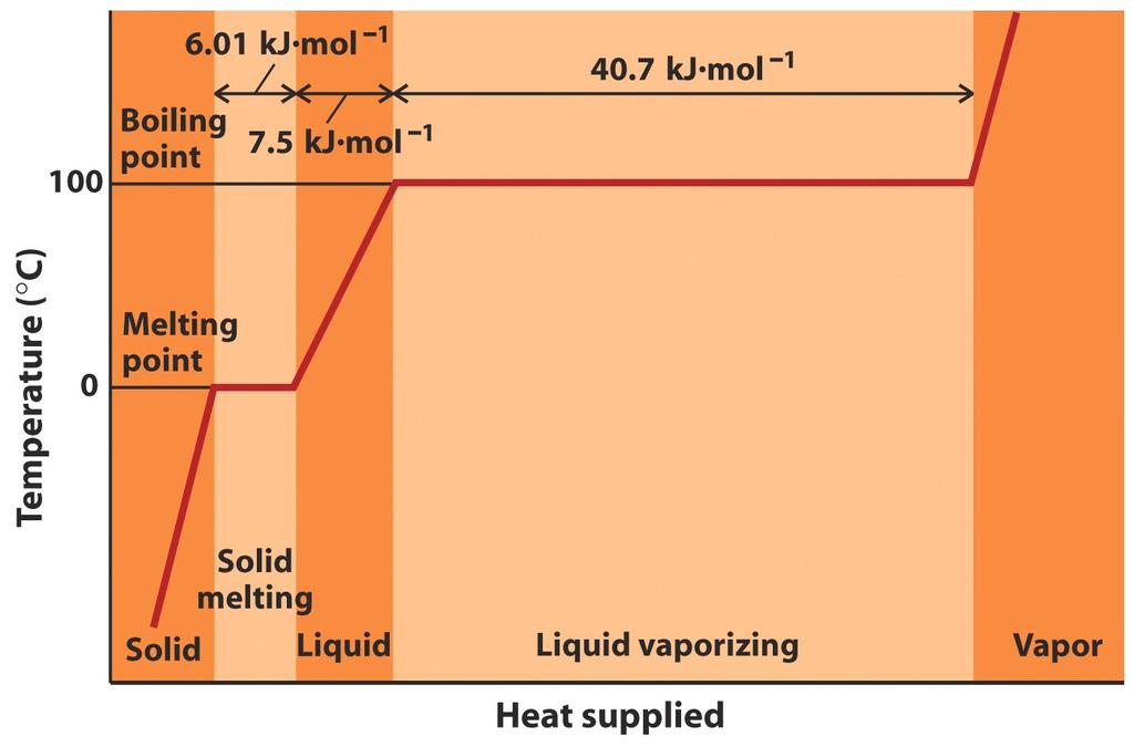 5 mol of water from ºC to 1ºC) + (heat to vaporize.5 mol of ice) + (heat to take.