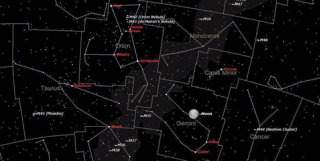 You can also see part of the Celestial G (upside down), starting with the star Aldebaran in the constellation of Taurus, Capella in Auriga and