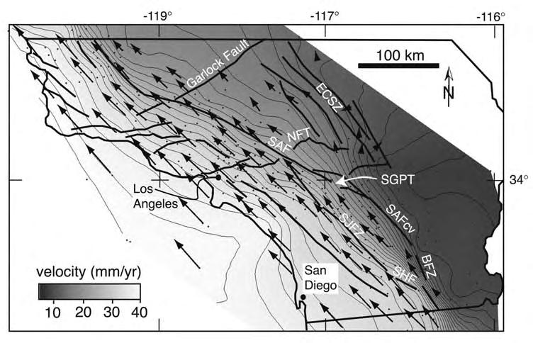 Figure 9. Velocity map derived from the Crustal Deformation Velocity Map of Southern California V. 2.0 [Shen et al.
