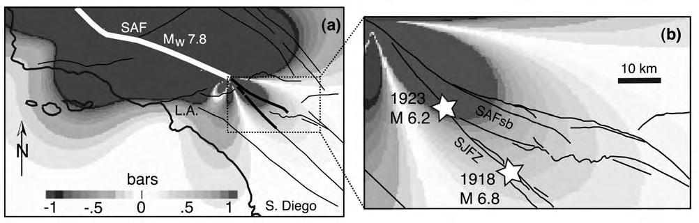Figure 10. Tectonic loading model. Arrows indicate residuals obtained by subtracting the modeled displacements from those of the Crustal Deformation Velocity Map of Southern California V2.
