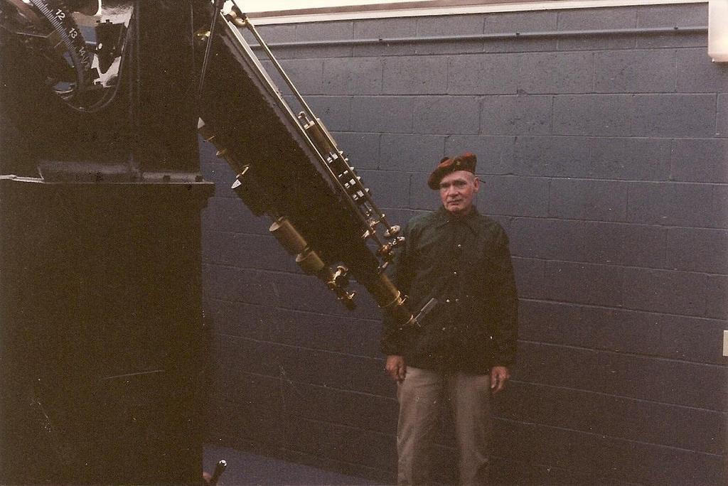 Gus Johnson: Observer from Maryland NOTE: We welcome Gus Johnson from Swanton Maryland. He is shown standing beside the 1910, 11-inch Brashear refractor, owned by the AAAP in Pittsburgh, Pennsylvania.