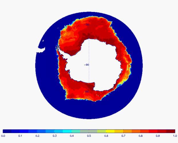 Assimilation of Sea Ice Concentration : Impact in Antarctica with GLORYS2V3 System Sea Ice Concentration on 15 th September 1992 (assimilation start in December 1991) CERSAT Sea Ice Concentration RMS