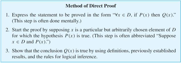 Proving Universal Statements It follows by the method of generalizing from the generic particular that to show that x, if P(x) then Q(x), is true for