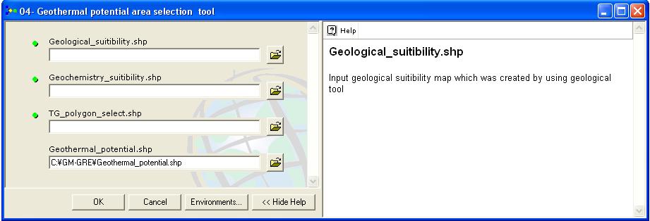 Noorollahi and Itoi 10 30 th Anniversary Workshop FIGURE 6: Input window of the geothermal potential area tool TABLE 2: Employed layers and ranking of the geothermal prospect areas Rank Geological