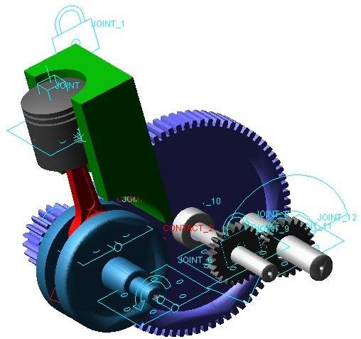 2.1 Multi-body dynamics Model ADAMS /view software has been used for MBD analysis to detect faults in IC engine gearbox.
