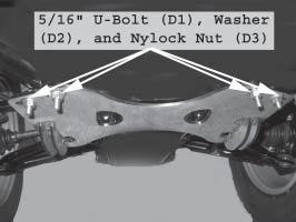 III. INSTALLATION CONTINUED 6. Attach a 5/16 Washer (D2) and 5/16 Nylock Nut (D3) to the ends of both U-bolts as shown in Figure 6.