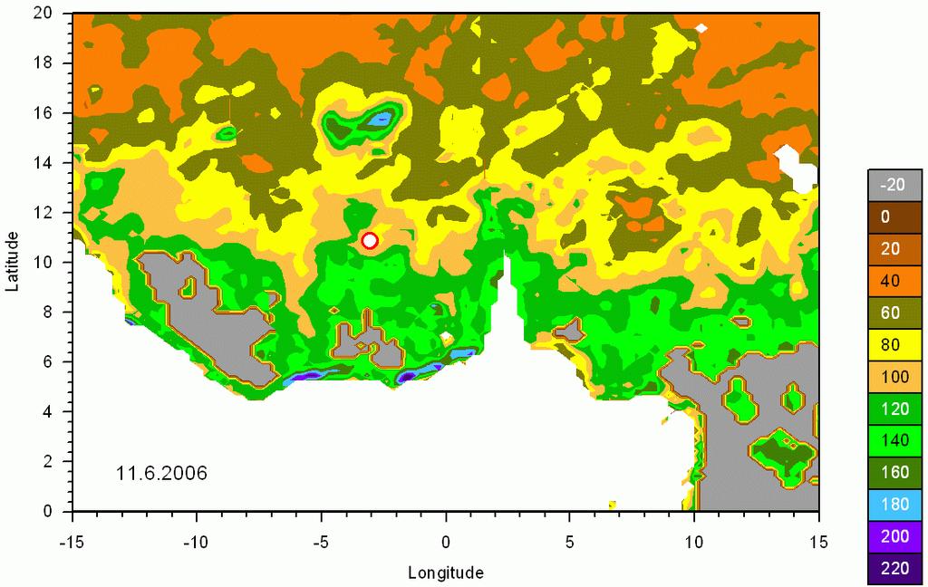 AMSR-E surface soil moisture Values of soil moisture in standard model initialization to