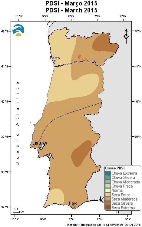 2. Monitoring Meteorological Drought with PDSI In Portugal the Palmer Drought Severity Index, PDSI, is the Index used to detect, characterize and monitor the drought events, detecting the drought