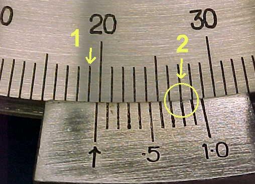 Vernier scale for reading the angle This Vernier scale allows the angle to be read to an accuracy of about 0.05 degrees. 19.