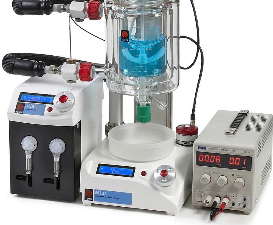 Options include automated liquid addition, pressure reactions, and sensors such as ph, turbidity or in situ FTIR.