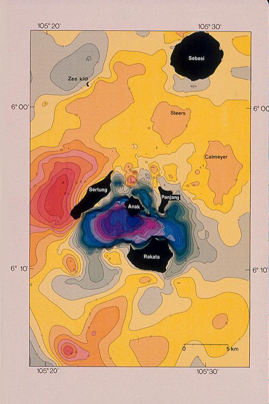 1990 Bathymetry reveals 78% of erupted tephra deposited on the seafloor surrounding the volcano Formation of 270 meter deep caldera Formation