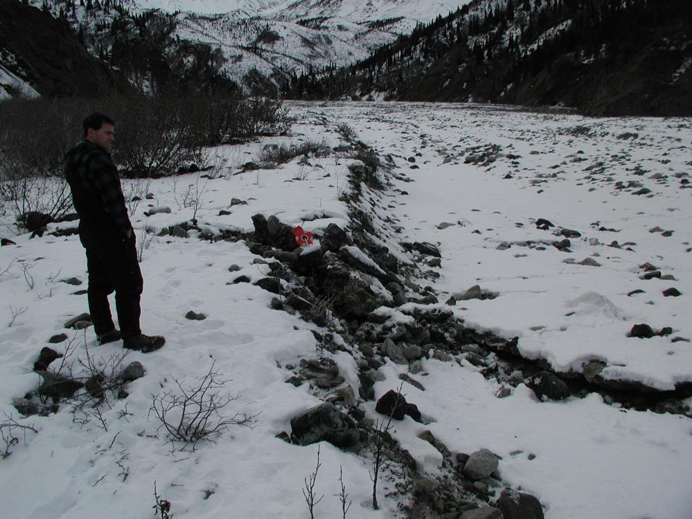 gov/research/seismology/alaska/ View southeast of a right-laterally offset stream bank edge at Cooper Creek, at the