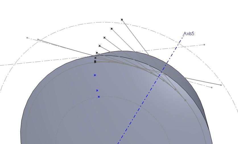On the base circle, measure the arc length from the starting point to the point where the great circle touches the base circle ( 3.527 in gray on Fig. 7). 2.