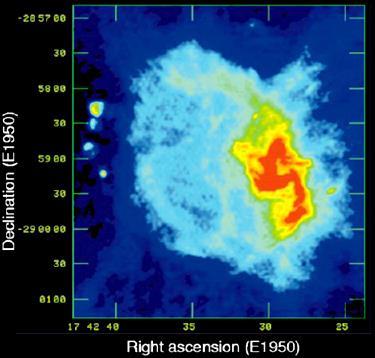 Sgr A: summary Sgr A East (blue): highly energetic region ( 10 52 ergs) probably SNR of 5000 yr. A diffuse X-ray emission is present.