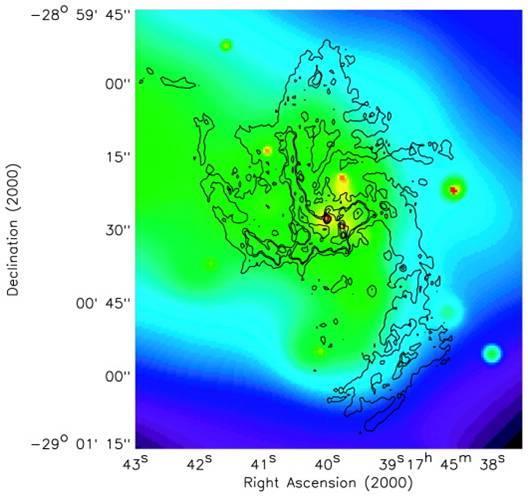 High energy emission (X and γ bands) The observations has shown very strong luminosity. Map observed with X-ray Chandra (0.