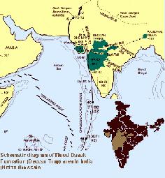 Basalt Area of India The Deccan Volcanic Province (DVP) located north-west of India Total Basalt Formation area : 500000 sq km Composed of typically 14 different flows More than 2000 m
