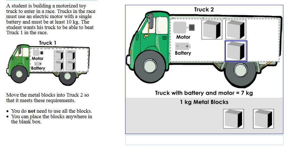 Sample Response: 1 point Notes on Scoring This response earns full credit (1 point) because it correctly shows that the total mass of Truck 2