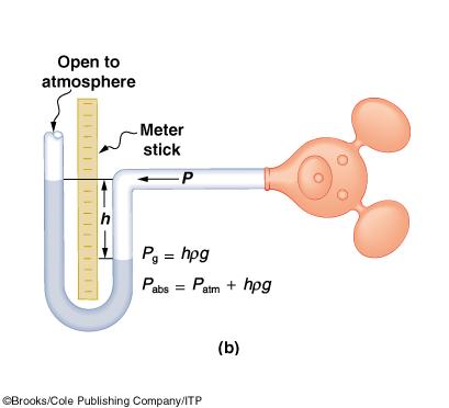 Measurement of Pressure Manometer If both sides of an U-tube are open to atmosphere the levels of the fluid are the same on both sides If one side